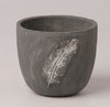 Keramik-Topf grau rund mit Feder
