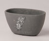 Keramik-Schale oval grau mit Feder